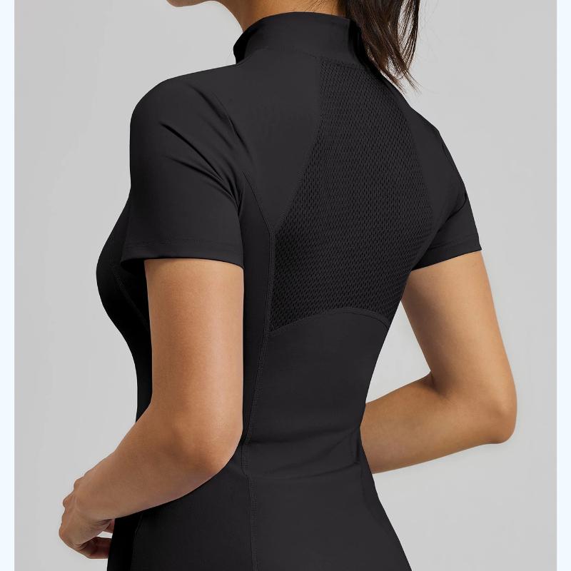 Summer New Outdoor Running Yoga Short Sleeved T-shirt Women Half-zip Slimming High Elastic Fitness Clothing Top