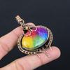 Rainbow Solar Quartz Gemstone Pure Copper Wire Wrapped Handmade Pendant Jewelry