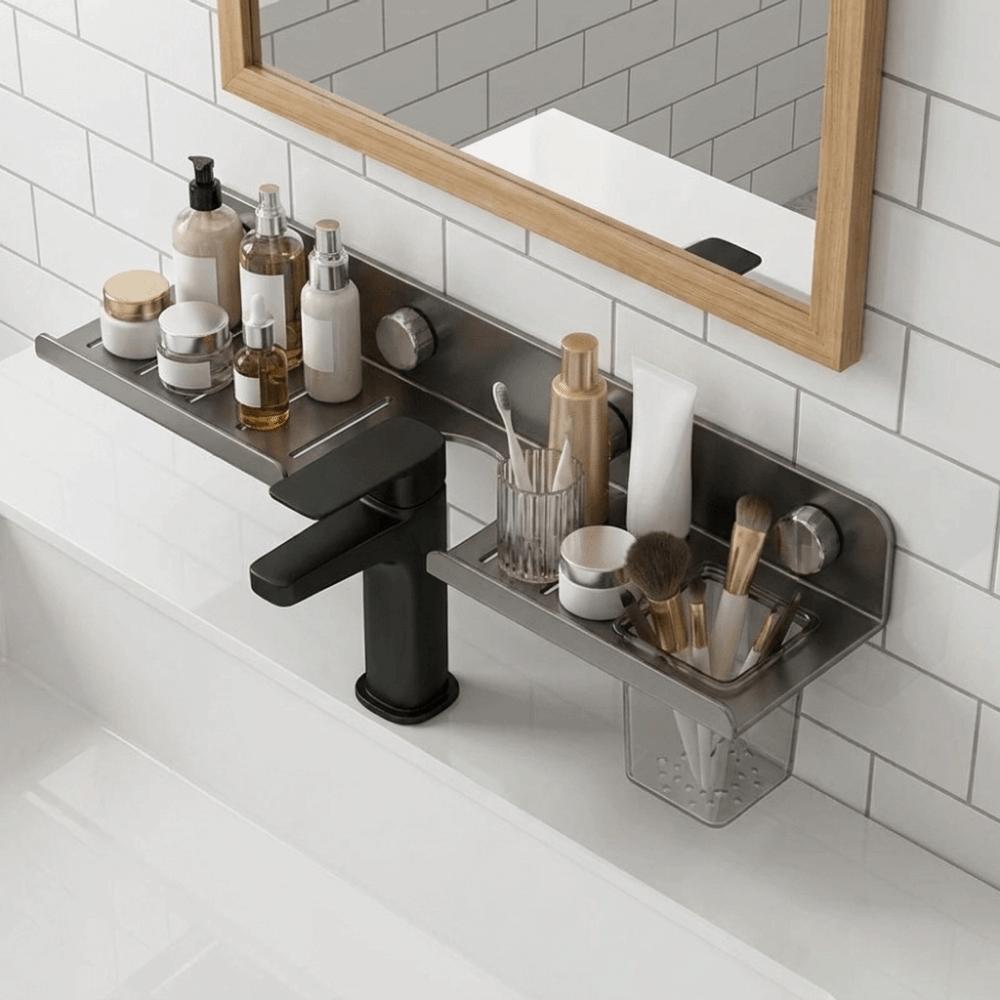 Carbon Steel Countertop Tap Storage Rack Wall Mounted U-Shaped Storage Rack Sink