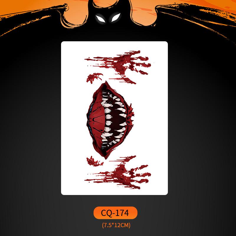 2024 Новые Хэллоуин Страшные Наклейки Татуировки Лица с Большим Ртом - Смешные, Водонепроницаемые, Цветной Вечерний Макияж