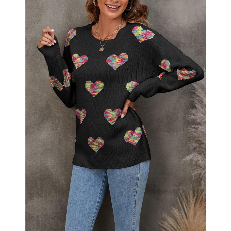 Женский свободный свитер осень/зима, вязаный жаккардовый свитер Love