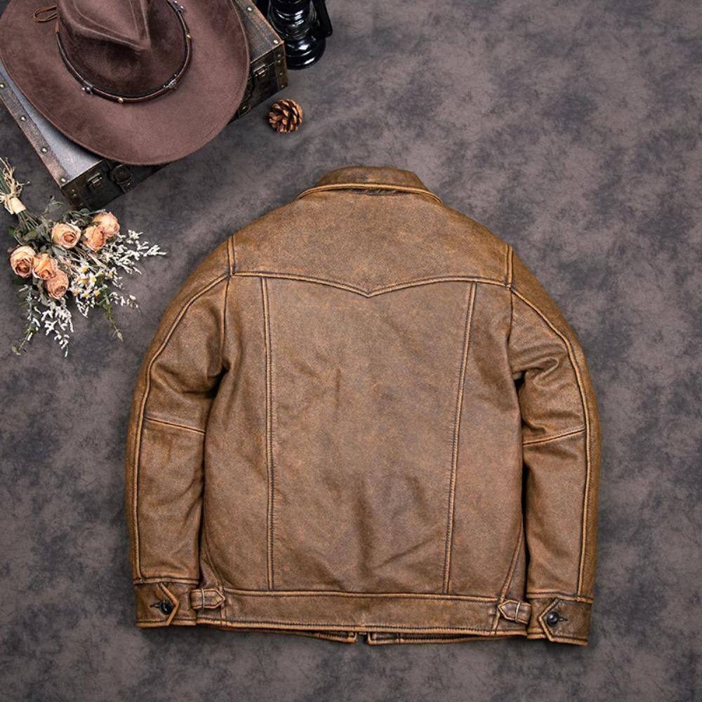 Мужская кожаная куртка китайского размера из мягкой натуральной коровьей кожи, винтажная, весна-осень