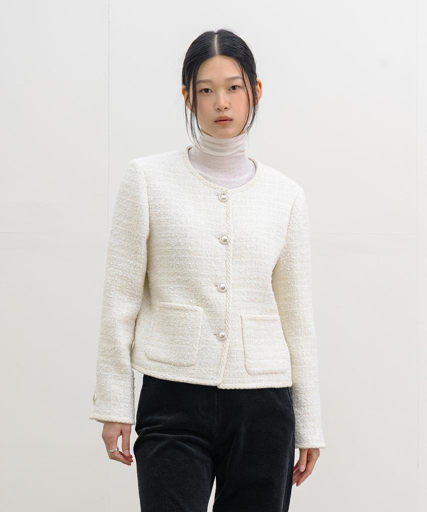Cluny Glowline Wool Tweed Jacket - White