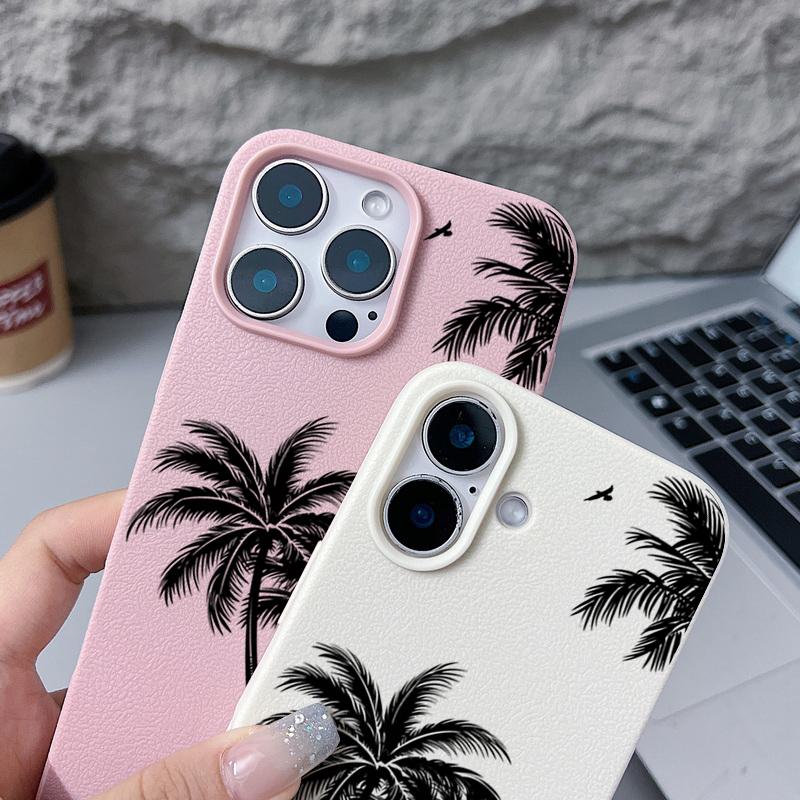 Для iPhone 16 Pro Max 16E 15 14 Pro 13 12 11 Чехол для телефона Рисунок кокосовой пальмы Тонкий Мягкий ТПУ Противоударный Матовый Чехол-бампер