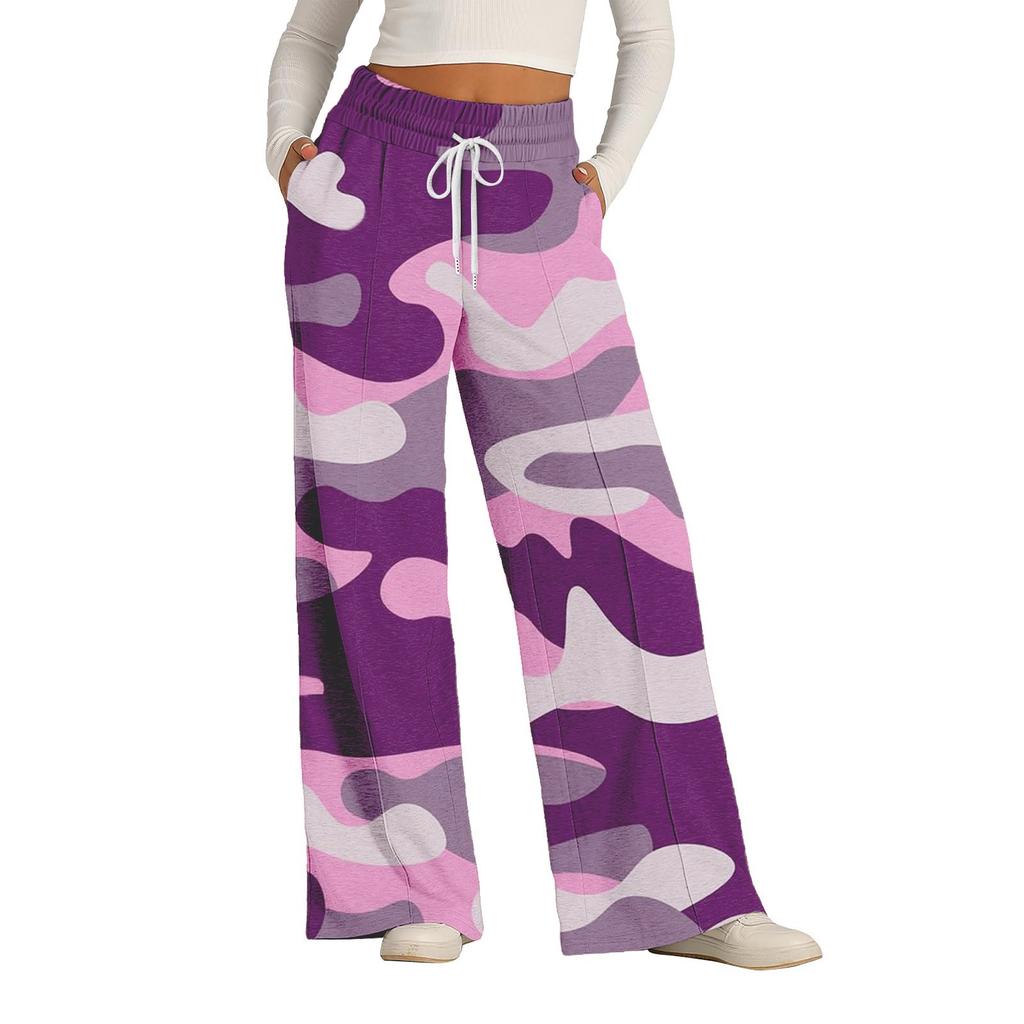 Женские повседневные спортивные штаны с высокой талией и широкими штанинами для бега