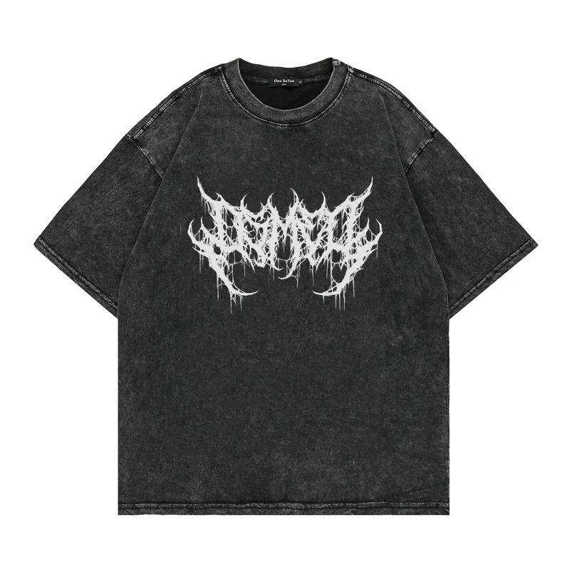 benber vintage style Oversized Washed Punk T Gothic Graphic Unisex High Street Vintage Loose Casual Ts Harajuku Cotton T s Man