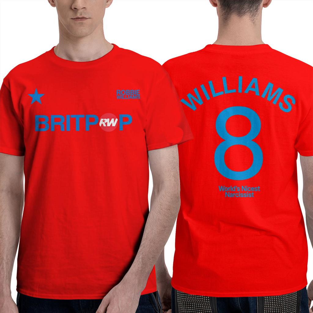 Смешные футболки Robbie Williams Britpop Tour 2025 для мужчин С круглым вырезом 100% хлопок Футболка с коротким рукавом Одежда больших размеров