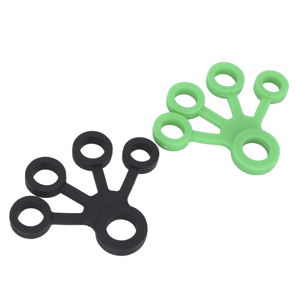 2pcs Silicone Finger Stretcher Portable Elastic Hand Resistance Bands Strengthener 11LB (Dark Green