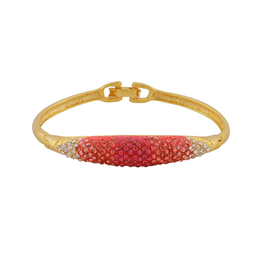 Женский браслет-манжета Estele Gold Plated с розовыми кристаллами