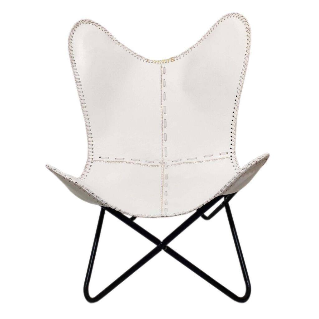 Vintage Lounge Accent Chair Classic Buffalo Leather Butterfly Chair Retro BKF