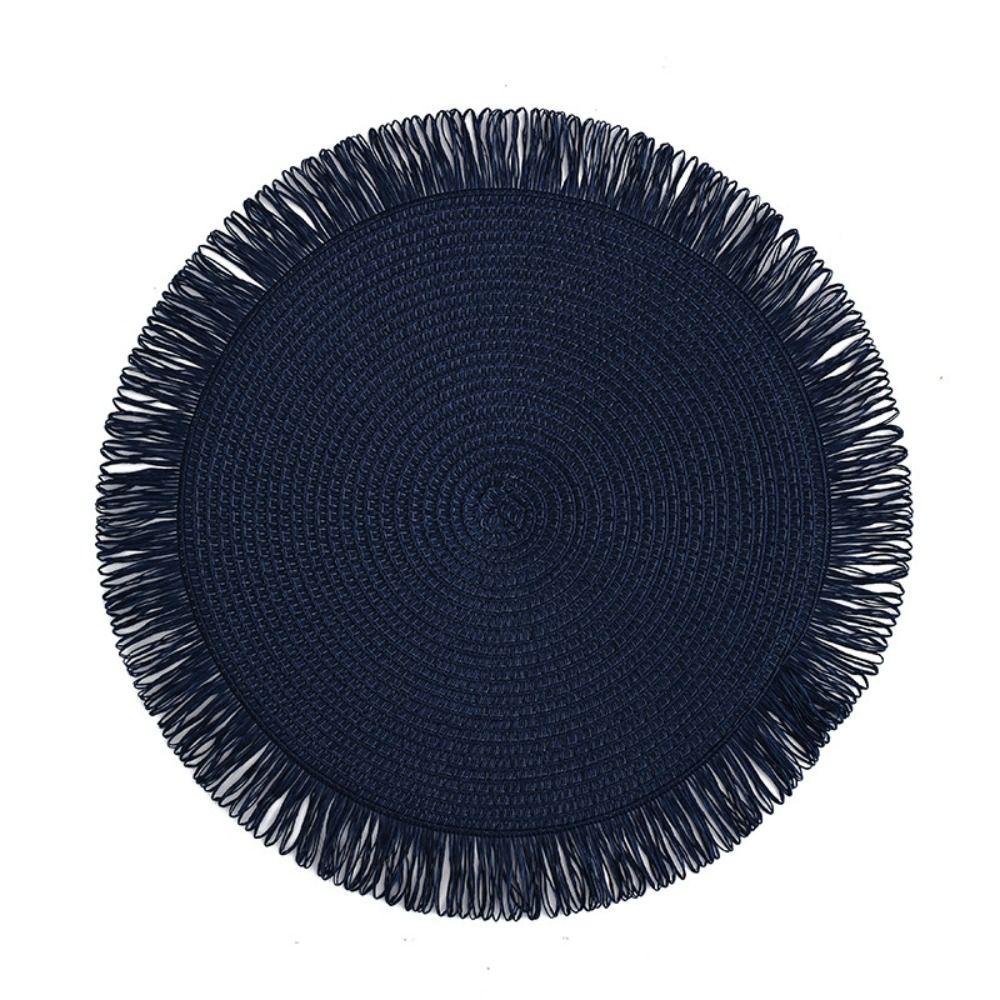 Round Heat Resistant Place Mat with Tassel Dining Table Mat Braided Placemat  Home