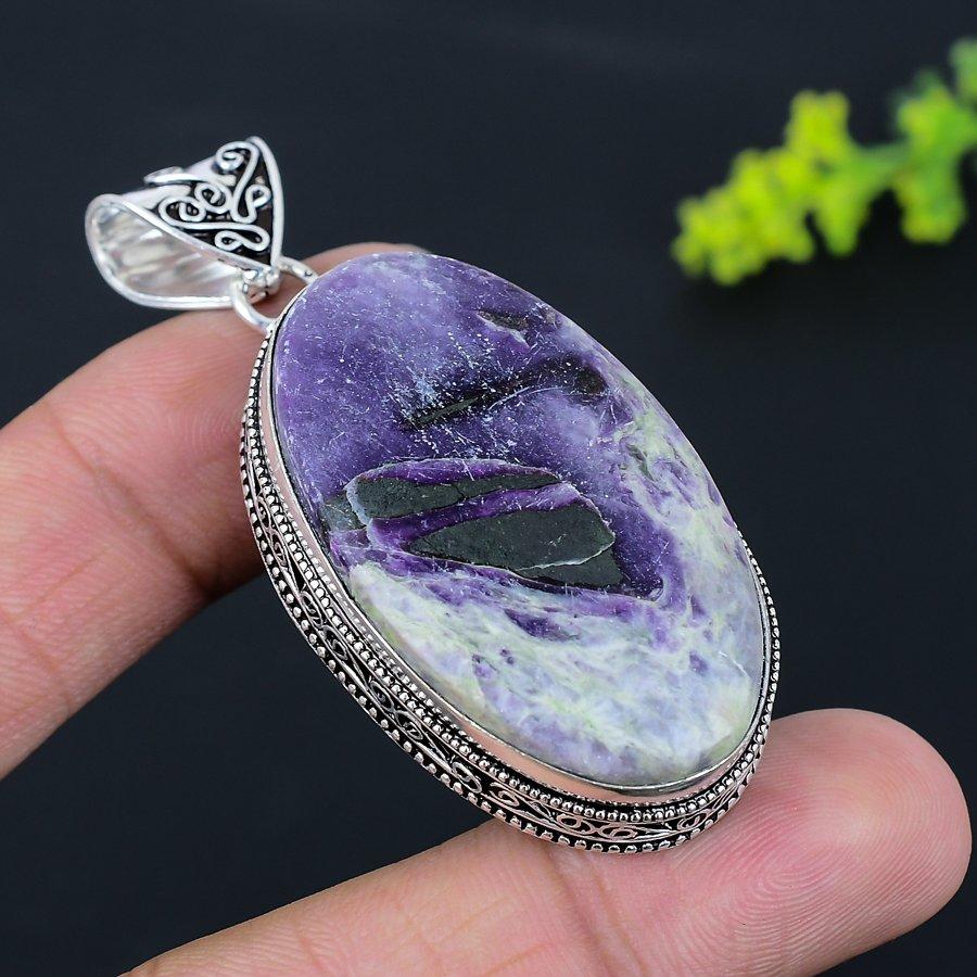 Подвеска из серебра 925 пробы с натуральным пурпуритом, ручная работа, 2,48 дюйма, s3H89