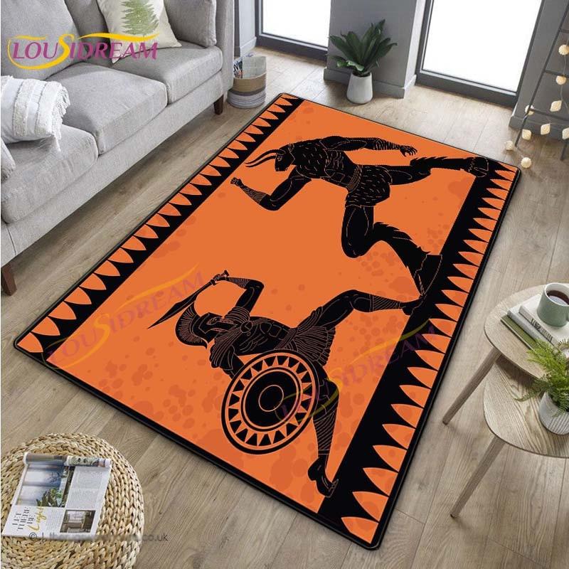 3D Египетский ковер «Древний всадник», греческий ковер, ковер Древнего Египта для гостиной, спальни, кухни, греческий домашний декор, нескользящий напольный коврик