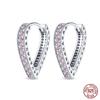 100% 925 Sterling Silver Rose Gold Heart Geometric Pave CZ Hoop Earrings for Women Wedding Engagement Birthday Jewelry Gift 2023