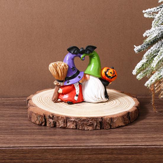 Пара гномов Орнамент Любовь Сердце Поцелуй Безликий Гном Статуэтка Смола