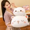 Kawaii Cat Plush Toy Stuffed Pillow Lying Cat Pillow Back Cushion White Grey Lovely Kids Plush Toys Birthday Gift for Children