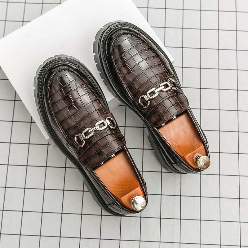 Новые деловые туфли-лоферы из кожи в британском стиле, всесезонные, модные туфли на платформе, свадебная обувь для жениха