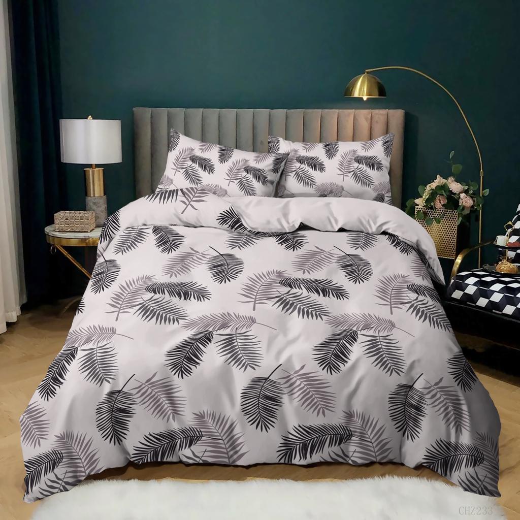 Пододеяльник с цветочным рисунком Queen, комплект пододеяльников с зеленым ботаническим рисунком, пододеяльник с изображением веток и листьев садовых цветов, мягкий дышащий стеганый чехол