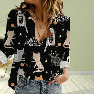 Животное Красивая Бабочка Принт Женская Блузка Весна Осень Сорочка Femme Офисная Дама Пуговица Отложной Воротник Рубашки Женские Блузки Femme