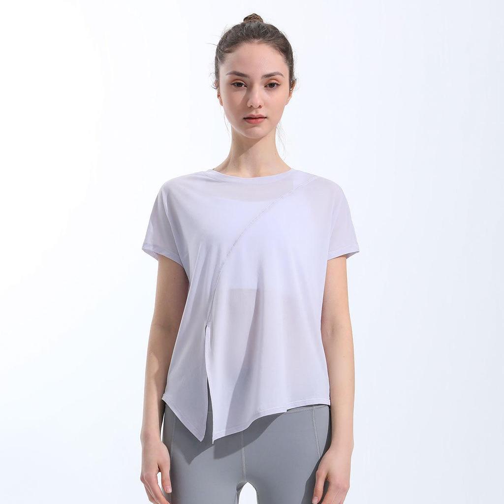 Женская спортивная футболка с завязками, быстросохнущая – с коротким рукавом, дышащая, свободного кроя, накидка для йоги