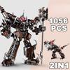 1056 шт. 2 в 1, техническая броня, робот, механический воин, рыцарь, строительные блоки, модель тираннозавра, кирпичные игрушки для детей и взрослых, подарок