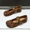 Korean Version of Round Head Suede with Single Shoes Women's 2025 New Autumn Retro Leopard Print Fashionable Mary Jane Small Leather Shoes