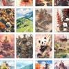 32pcs, Retro Chinese Cultural Postcards, Pandas, Birthday/anniversary Gifts, Collectibles, Suitable for Gifting, Mailable.