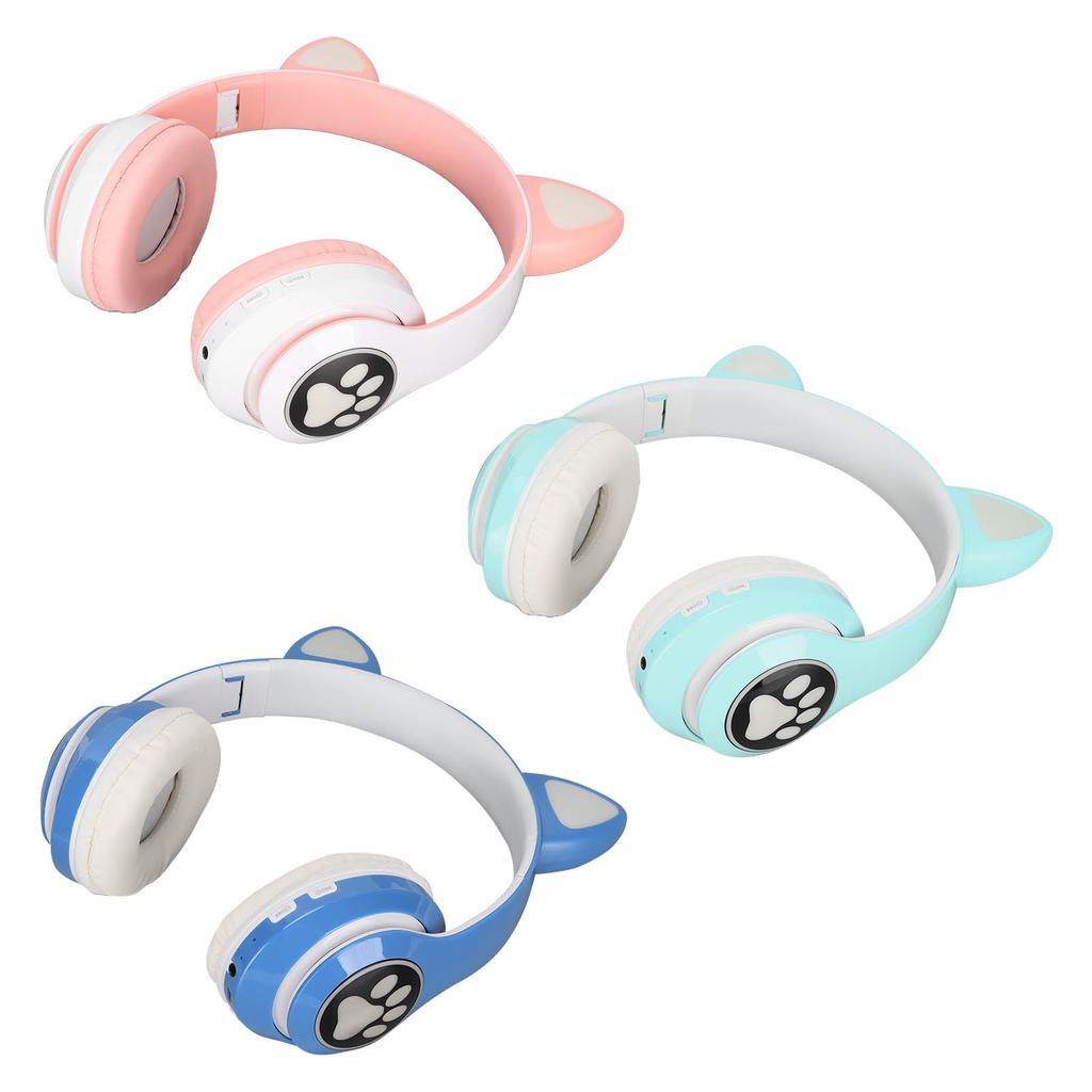 LXB39C Детские наушники Bluetooth 5.0 складные беспроводные светящиеся музыкальные наушники с кошачьими ушками для детей