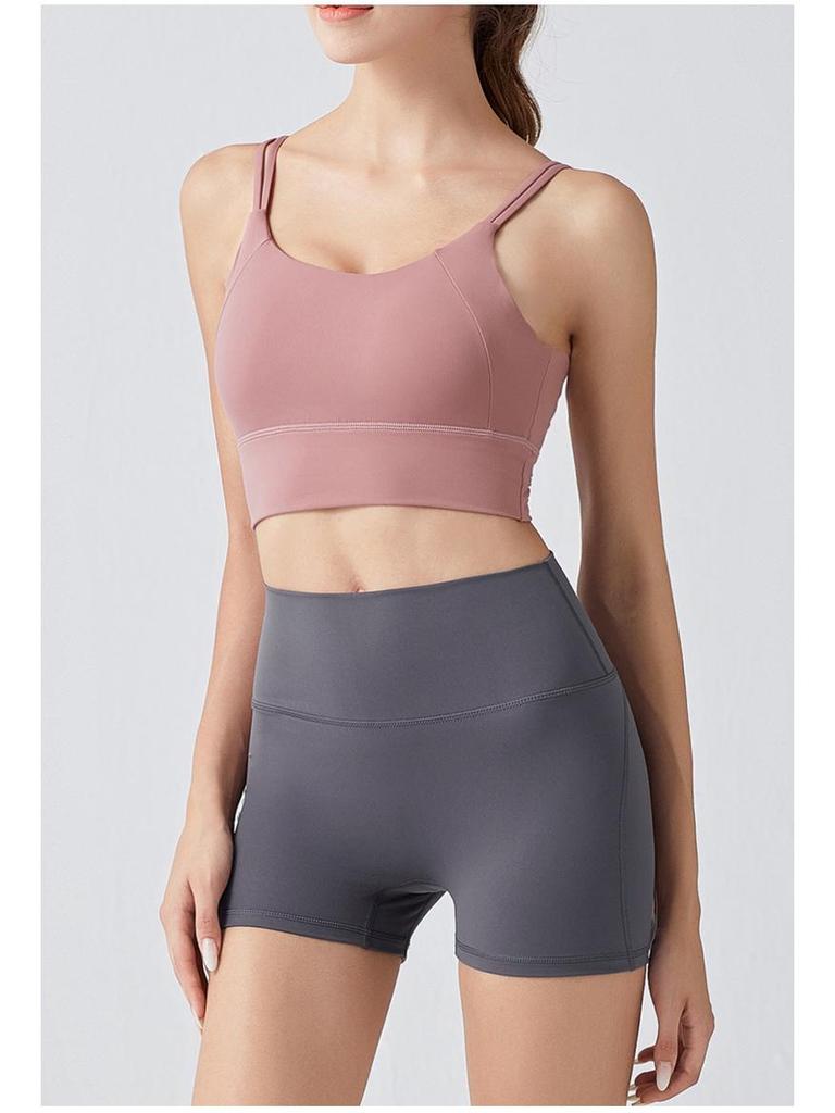 Европейский и американский спортивный бюстгальтер для йоги с двойными бретелями и съемными подушечками