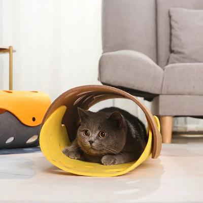 Игрушки для кошек из фетра, туннель для суши, помпон, шитье, плюшевые игрушки, деформируемое гнездо для котят, складной трубчатый домик, игрушечный туннель, аксессуары для кошек