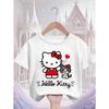 Летняя футболка Sanrio Hello Kitty с мультяшным милым рисунком для девочки, мягкий материал, удобная и повседневная, модный стиль