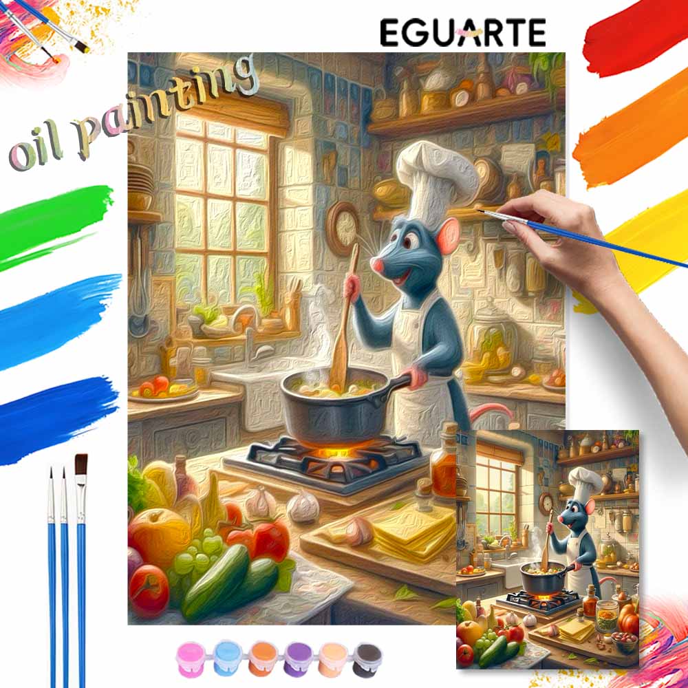 Disney DIY Painting Kit Chef Mouse Kitchen Classic Style Home Decor Craft Gift Idea Art Paint Wall Supplies Handmade Living Room decor
