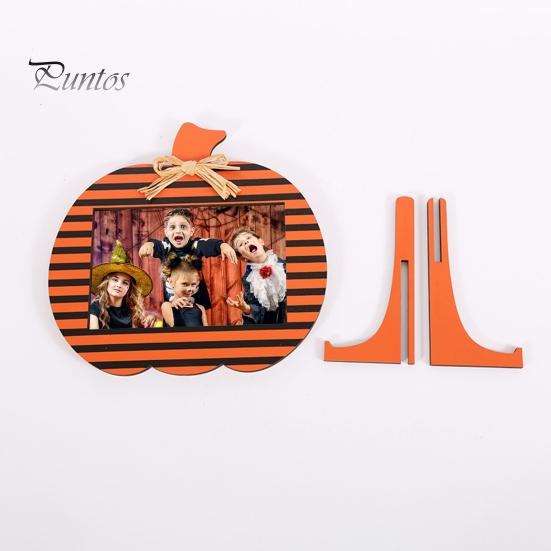 Хэллоуин деревянные фоторамки тыква клетчатый держатель для фотографий настольное украшение для дома ферма гостиная внутренний декор для вечеринки