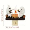 Halloween Ghost Campfire Flickering Night Light,, 3D LED Small Electric Faux Campfire, Halloween Nightlight Indoor Decorations For Family Friends