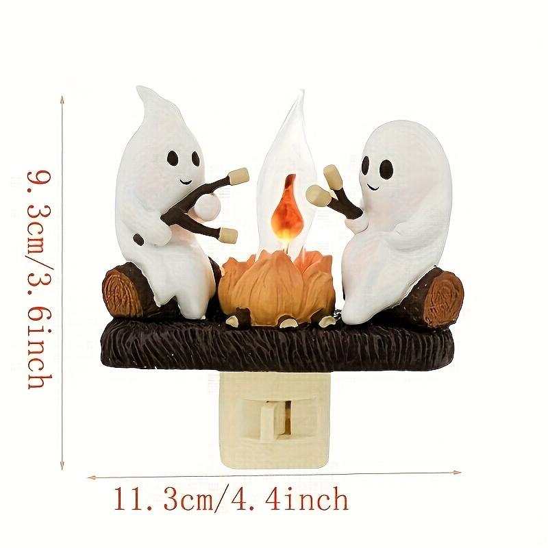 Halloween Ghost Campfire Flickering Night Light,, 3D LED Small Electric Faux Campfire, Halloween Nightlight Indoor Decorations For Family Friends