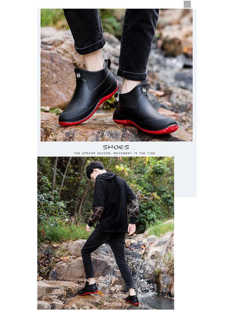 Short Tube Unisex Rain Boots: Lightweight, Waterproof, Low-top Rubber Shoes for Outdoor Use