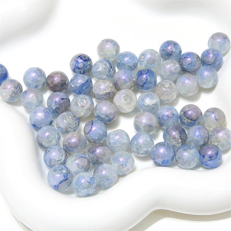 Комплект браслетов из бисера Summer Jelly Gold Glitter: Двойные стеклянные круглые бусины и полусахарные пузырчатые бусины