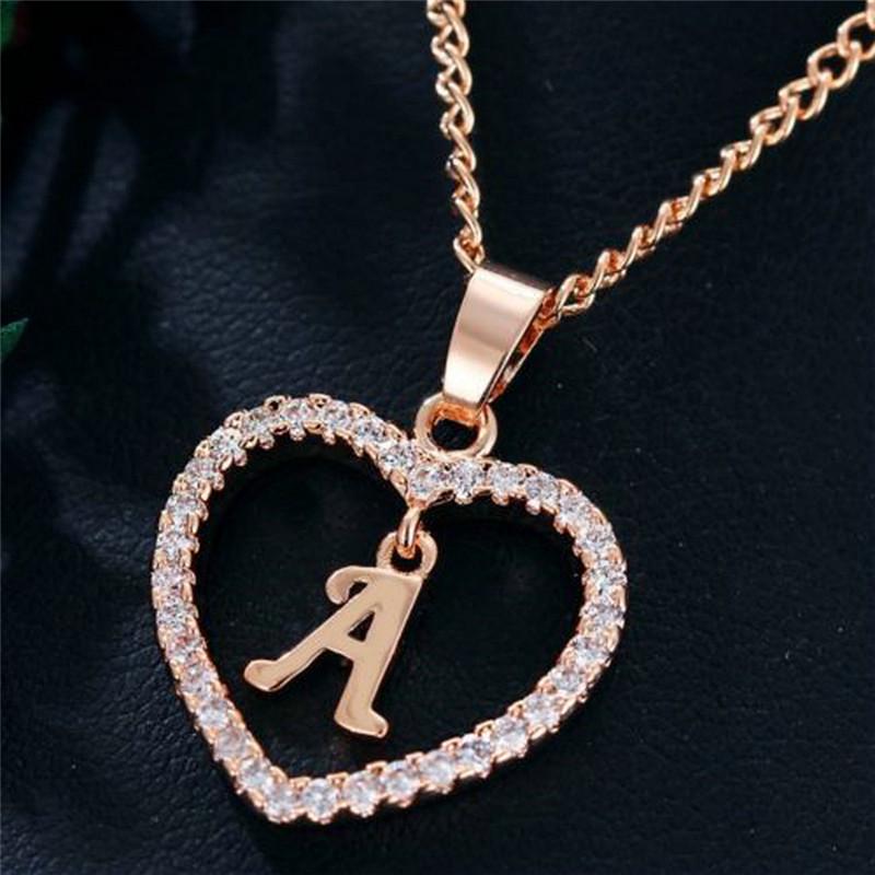 Charming Alphabet Elegant Pendant Initial Letter Simple Exquisite Love Heart Necklace Fashion DIY