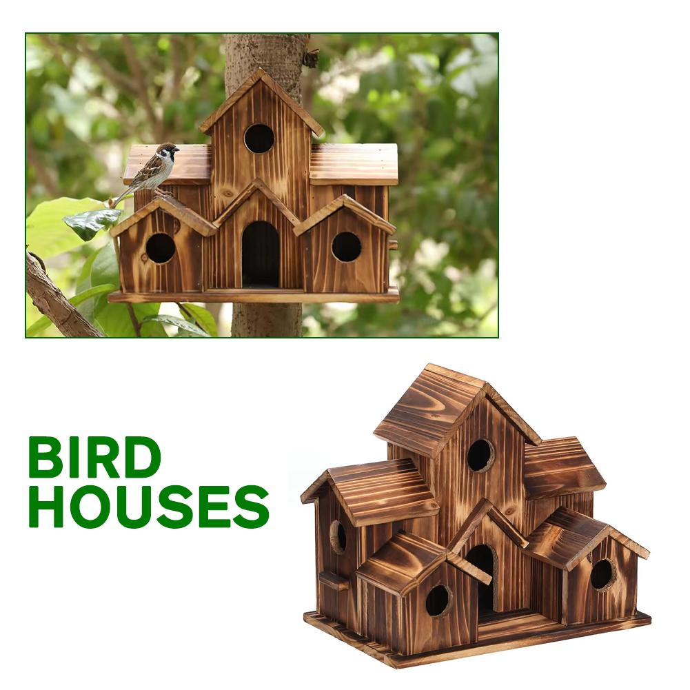 5Hole Bird House Room Wood Families Bluebird Finch Cardinals Hanging Birdhouse For Garden Waterproof And Wear-resistant Sup O0P1