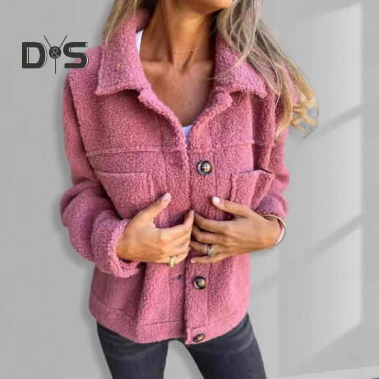 Зимняя женская куртка с двойными карманами, толстый флисовый кардиган с застежкой на пуговицы, длинные рукава, теплое ветрозащитное, сохраняющее тепло пальто для активного отдыха