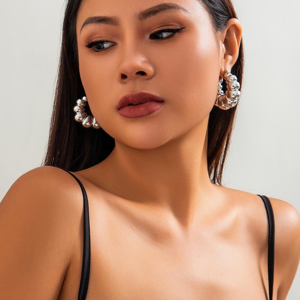 Exaggerated French Disc Metal Earrings, Simple and Irregular Texture Stud Earrings Are Niche