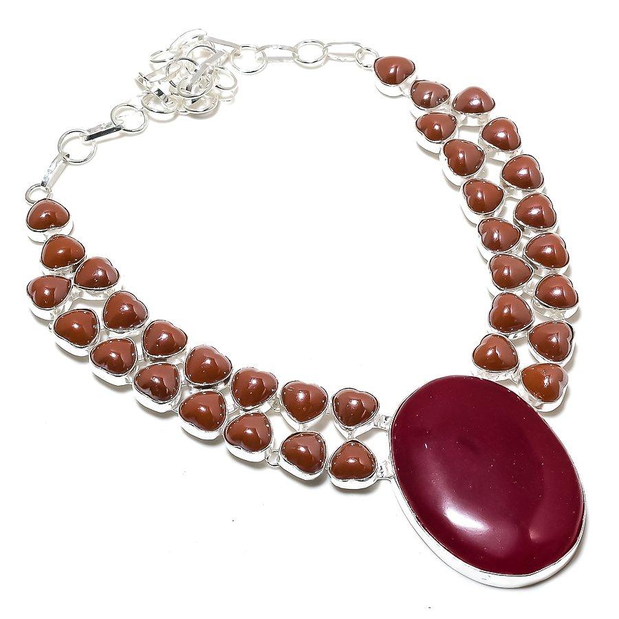 Рубин натуральный драгоценный камень ручной работы из стерлингового серебра 925 пробы ювелирное ожерелье 18 дюймов C5S50