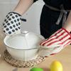 Protective Kitchen Oven Gloves with Dots Charm, Heat and Slip Resistant Oven Mitts for Cooking and Bakings
