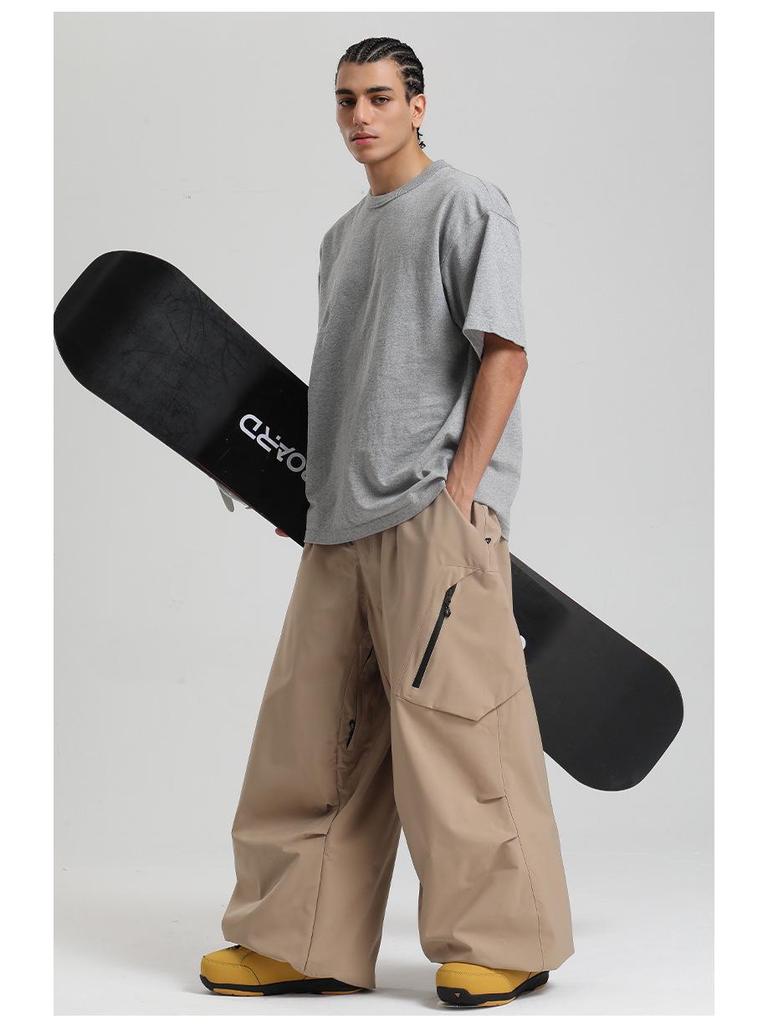 New Unisex Windproof Waterproof Ski Pants - Warm, Solid Color, Loose Fit for Outdoor Snowboarding