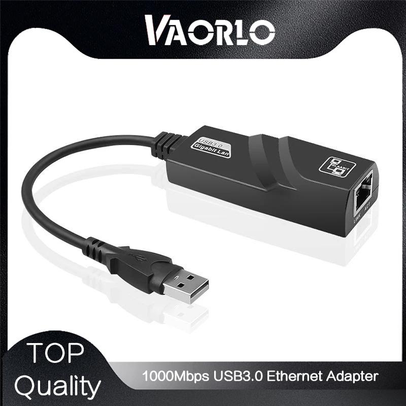 VAORLO Network Card USB 3.0 Ethernet Adapter Gigabit Rj45 Lan 10/100/1000Mbps Ethernet Adapter for Windows10 PC Laptop