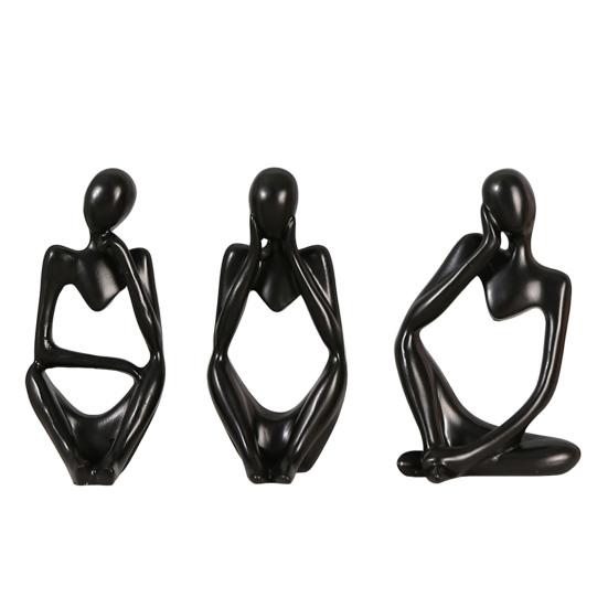 3 шт. абстрактная фигурка мыслителя, мини-статуэтка сидящего мыслителя из смолы, скульптура для гостиной, домашнего офиса, книжной полки, украшения для рабочего стола