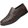 Men's Leather Shoes Men's Casual Middle-aged and Elderly Men's Shoes Soft-soled Leather Sandals Hollow Breathable Dad Shoes