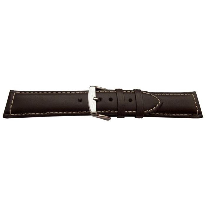 Bracelet Montre - MY-MONTRE - Cuir veau lisse - 20 mm - Brun foncé - XL 205-220 mm