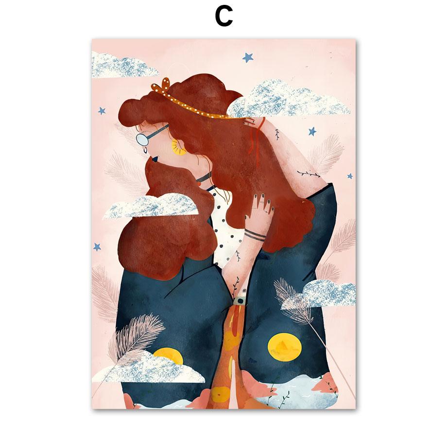 Summer Girl A Little Nap Wild Flower Jungle Plants Wall Art Print Canvas Painting Nordic Poster Decor Pictures For Living Room