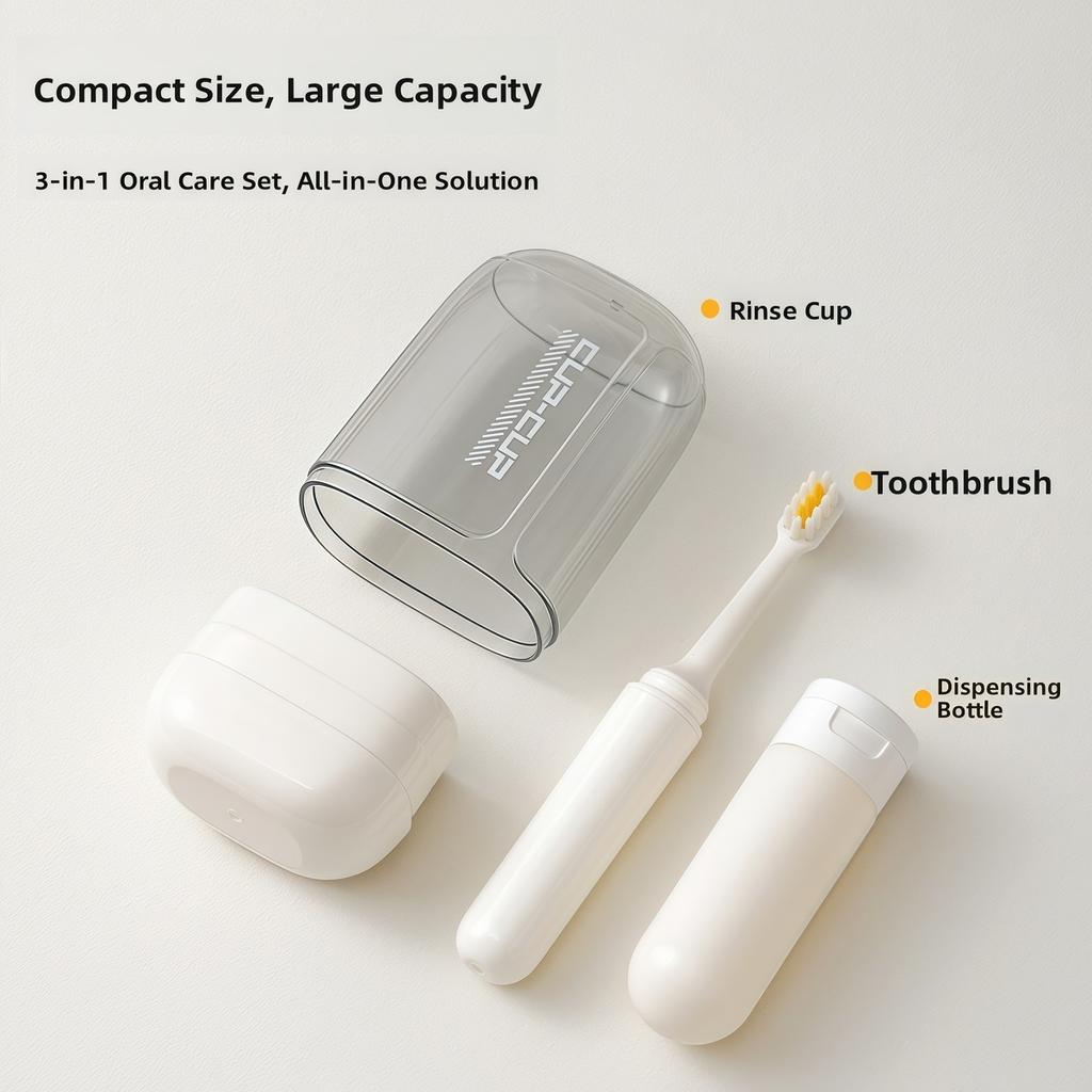 Портативный карманный набор зубных щеток 3-в-1, дорожный набор зубных щеток с футляром, эргономичный складной подстаканник, туалетные принадлежности для деловой поездки